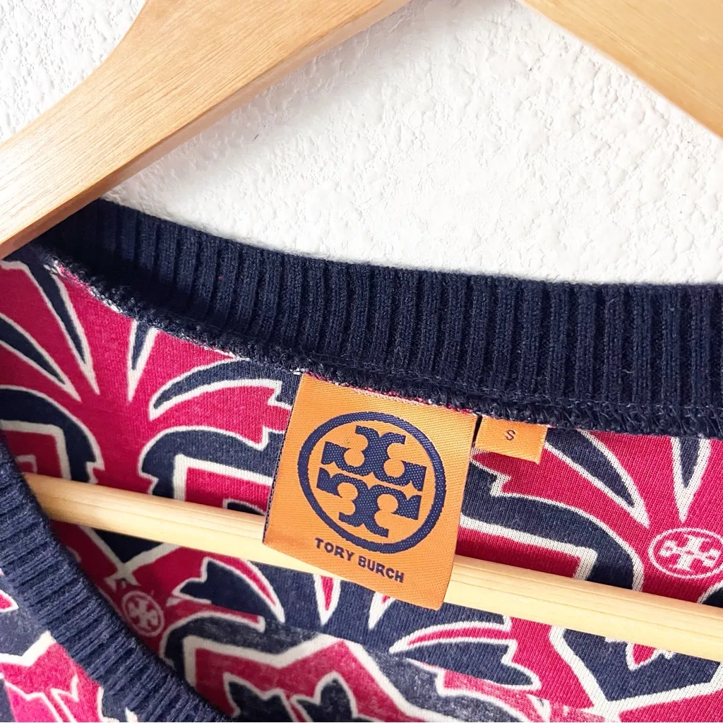 Tory Burch Truman Silk Blend Long Sleeve Dress in Magenta Navy - Image 3