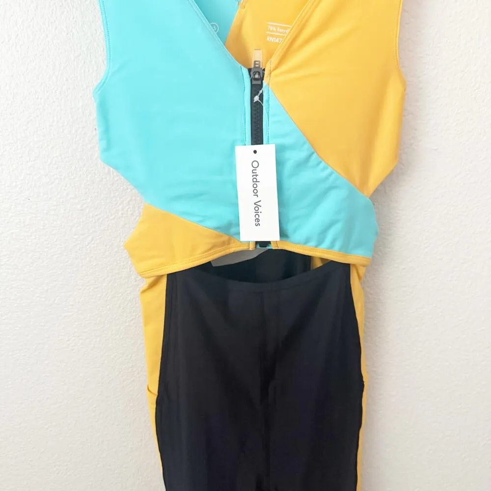 OUTDOOR VOICES | NWT Splashknit Cutout Bodysuit Shorts Capri Mango Black | XS - Image 4