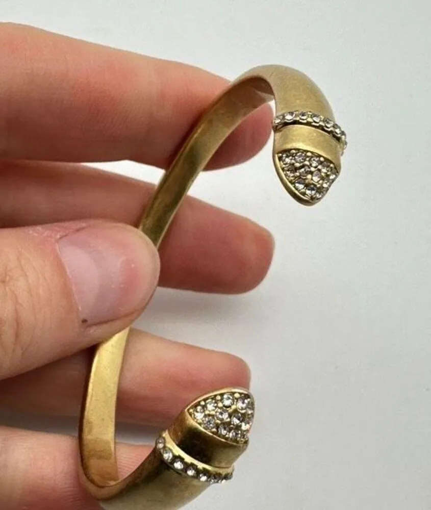 Stella & Dot Ansley Cuff Bracelet Pave Crystal Rhinestones Gold Open Cocktail - Image 9