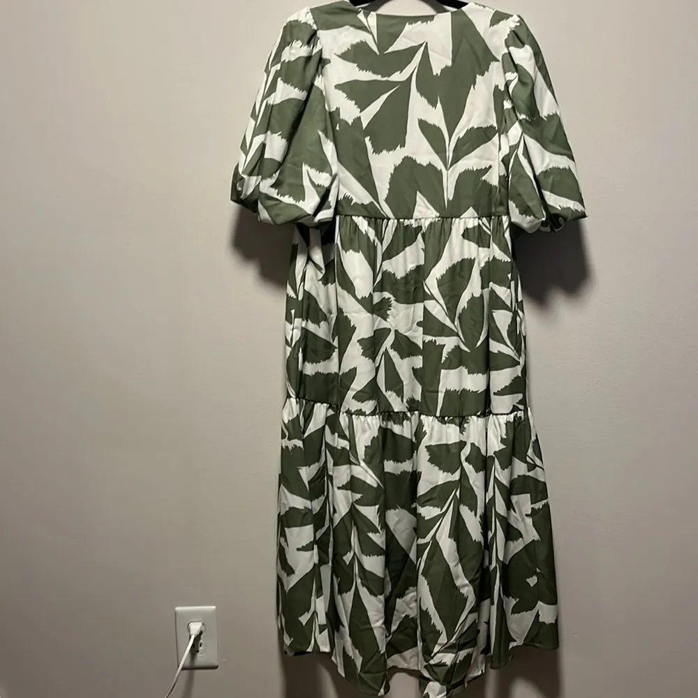 CROSBY BY MOLLIE BURCH Brawley Dress, Everglades Green/ White Leaf Print, Size S - Image 8