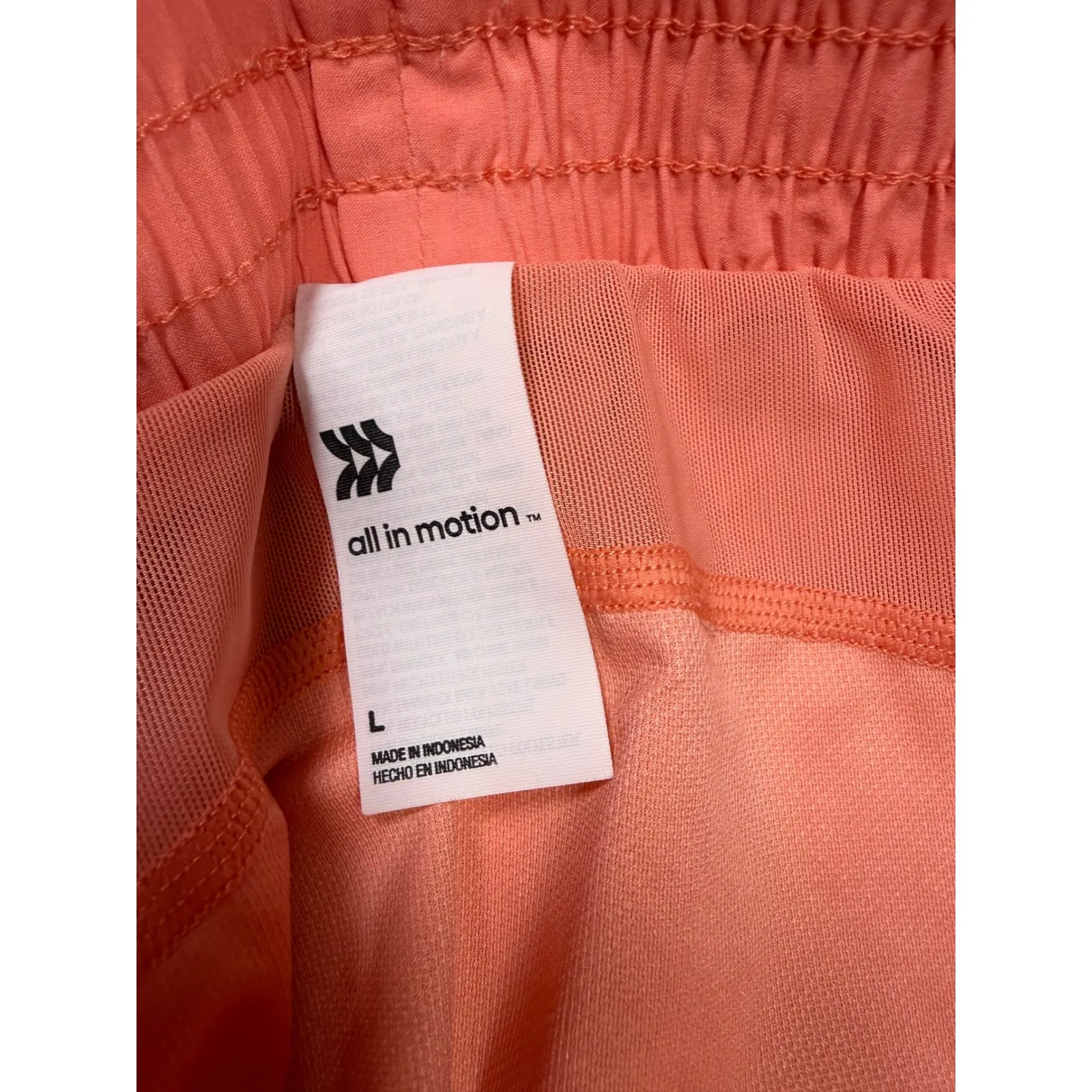 All in Motion Womens Athletic Shorts Orange Elastic Waist Drawstring Size L - Image 3