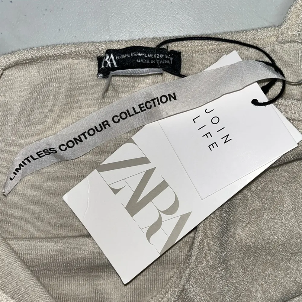 Zara NWT M-L Cream Terry Cloth Limitless Contour Collection Slip Bodycon Dress - Image 3