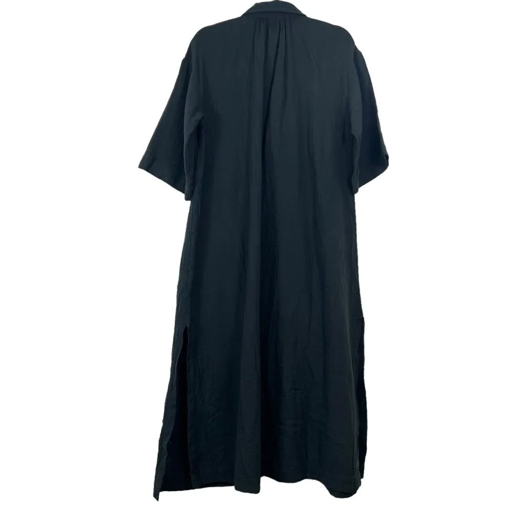 Madewell Lightestspun Cover Up Maxi Shirtdress in True Black  Size Small Cotton - Image 11