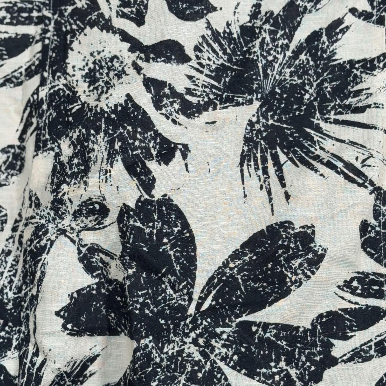 Harve Benard Linen Blend Blouse Womens XL Beige Black Floral Button Front NWT - Image 5