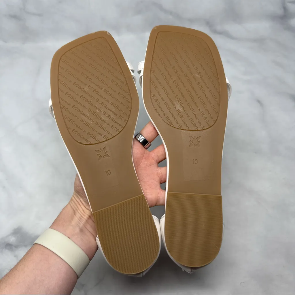 NEW BCBGeneration Kline Embellished Toe Ring Strappy Square Toe Flat Sandals 10 - Image 7