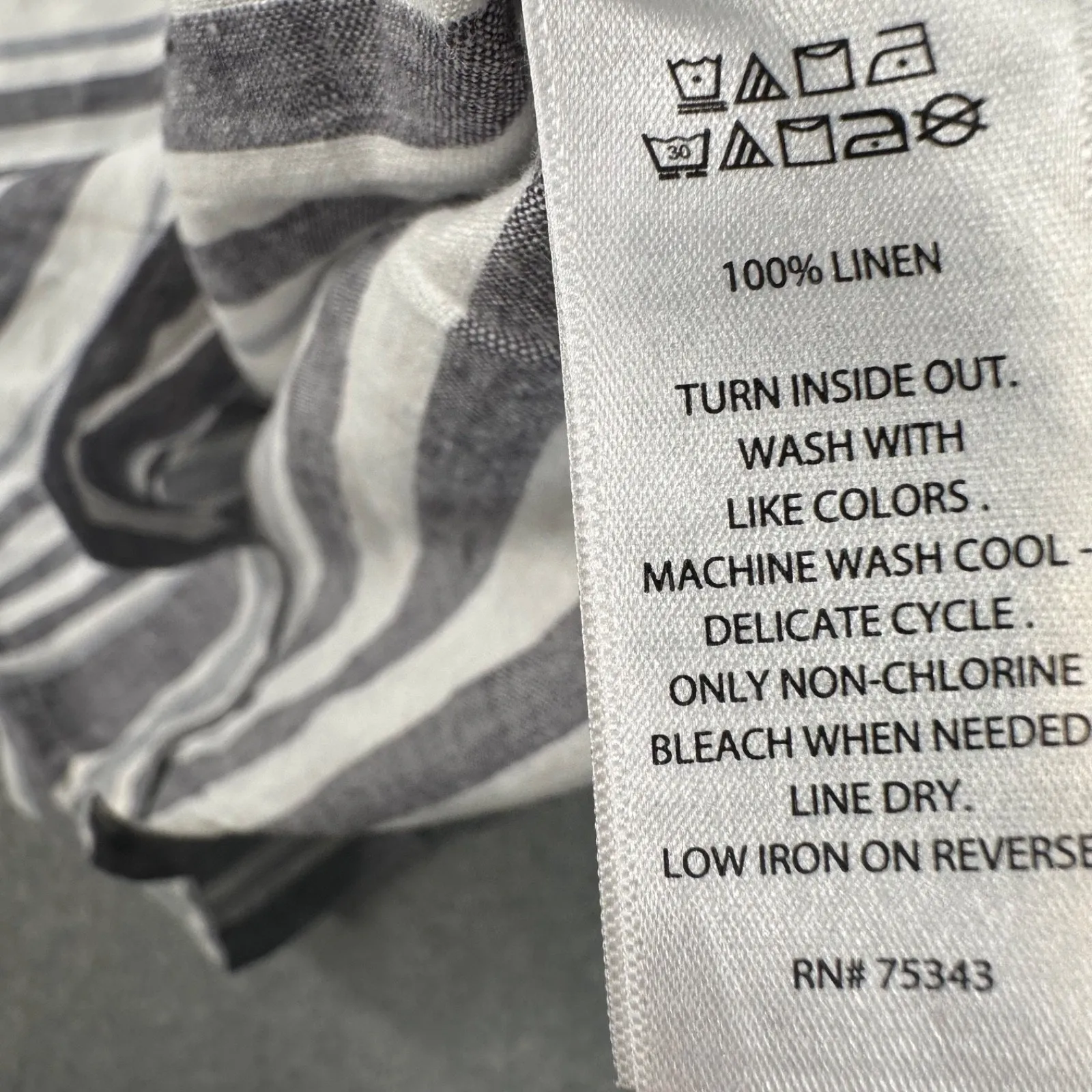 Artisan NY 100% Linen Striped Short Cap Sleeve Top Women's Medium Gray/Blue - Image 6