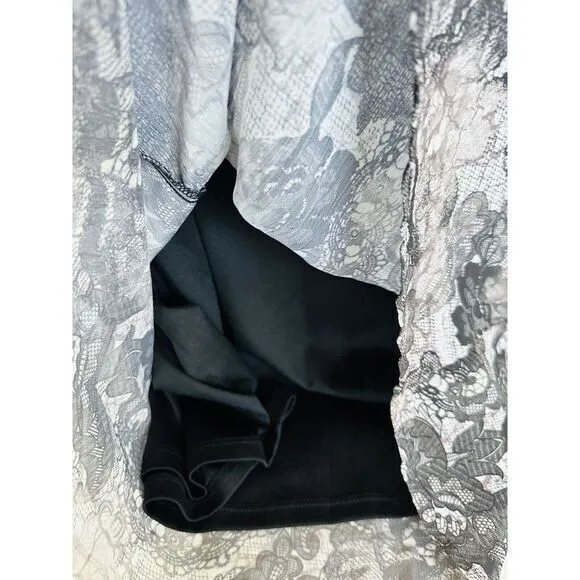 Eyelash Couture L Black White Gray Floral‎ Print Mini Dress Size L - Image 7