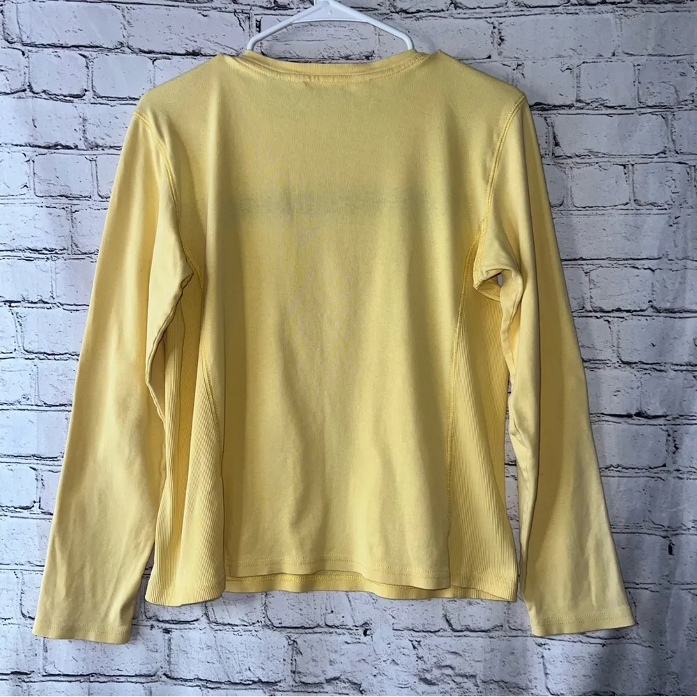 Tommy Hilfiger Y2K Long Sleeve Yellow Logo Top Vintage Size Large - Image 3