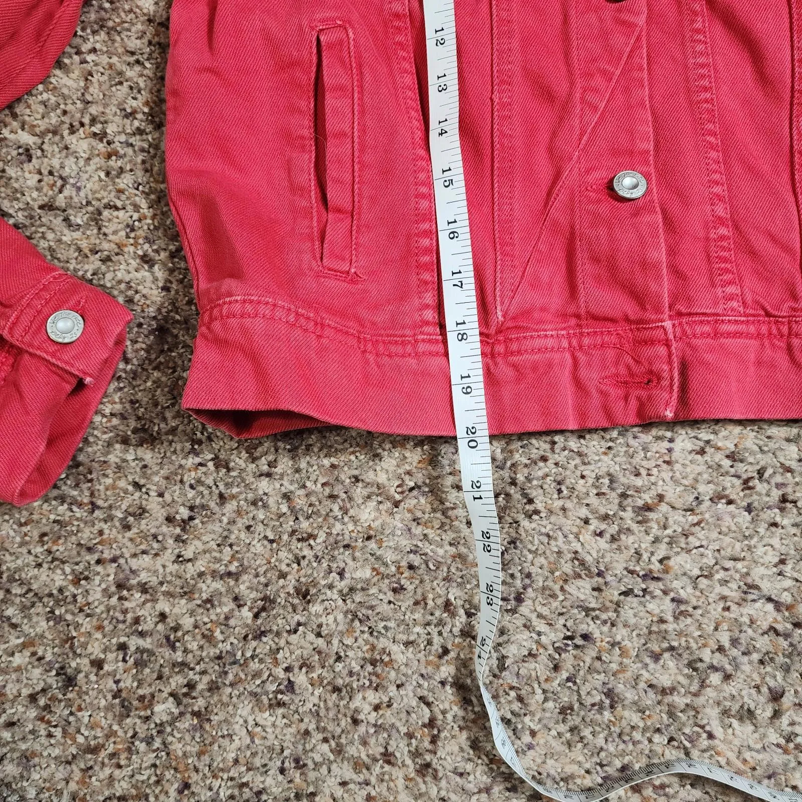 Free People We The Free Rumors Cropped Denim Jacket Womens Small Red - Image 7
