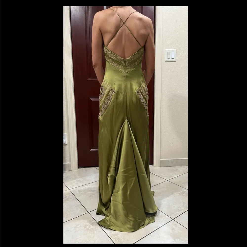 Green Rococo Silk Gown - Image 8