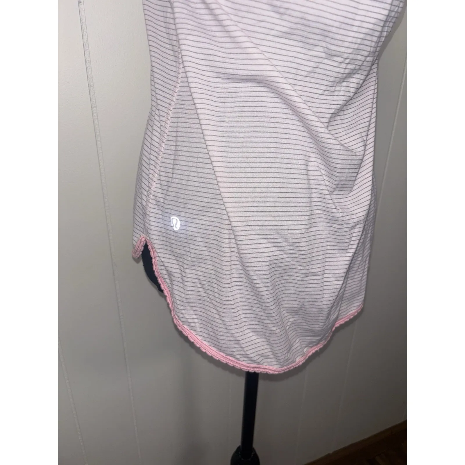 Lululemon What The Sport Singlet Racerback Tank Top pink white gray stripe 8 - Image 4