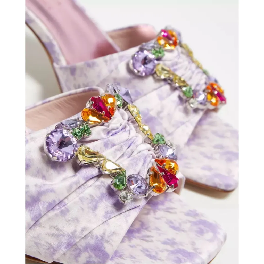 LoveShackFancy X Sophia Webster Margaux Mule Kitten Heel Sandals Lavender 39 - Image 2