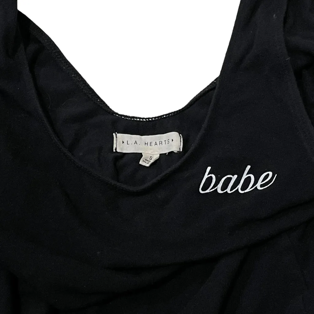 LA Hearts Babe Body Suit Black Low Scoop Back Women’s Size Small - Image 3
