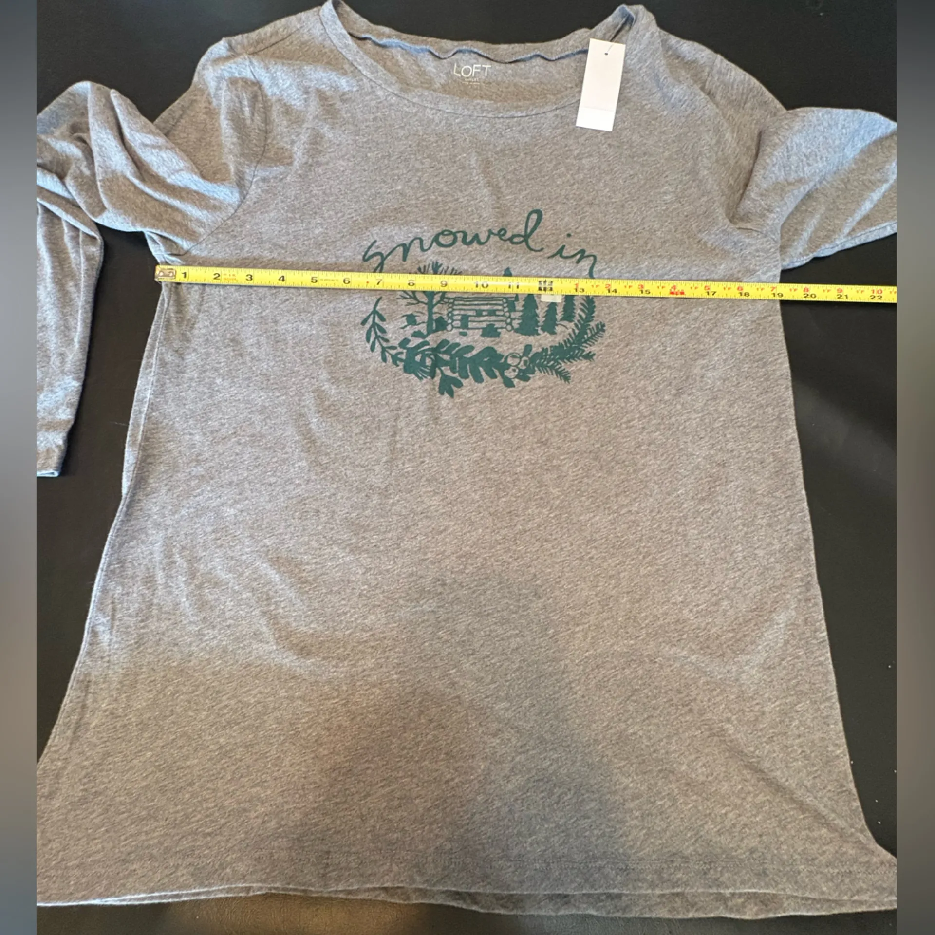 LOFT Gray 'Snowed In' Graphic Sweater size Large NWT - Image 7