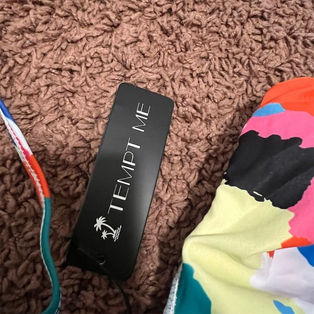 Tempt Me Women's One Shoulder Ruffle One Piece Swimsuit Multicolor Medium‎ NWT - Image 3