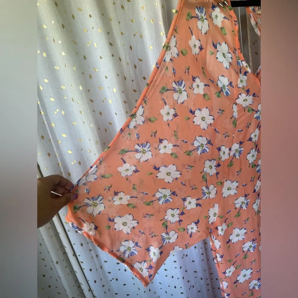 Urban Outfitters Reverse Sheer Floral Studded Peekaboo Longline Open Kimono S - Image 6