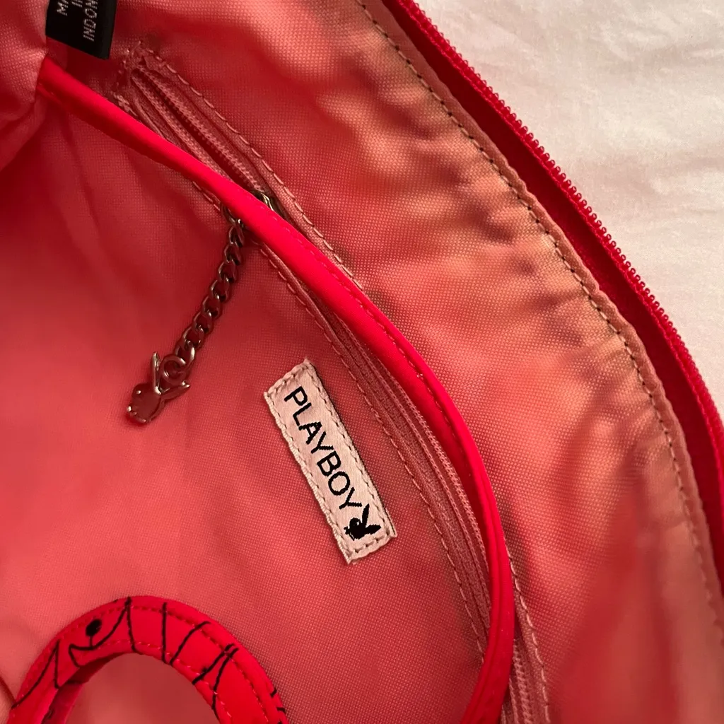 Y2K Playboy Bunny Saddle Hot Pink Shoulder Bag Silver Hardware 2000s Rare - Image 5