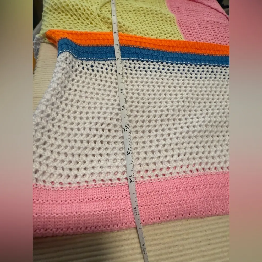 Colorful Crochet Knit Top Orange - Image 4