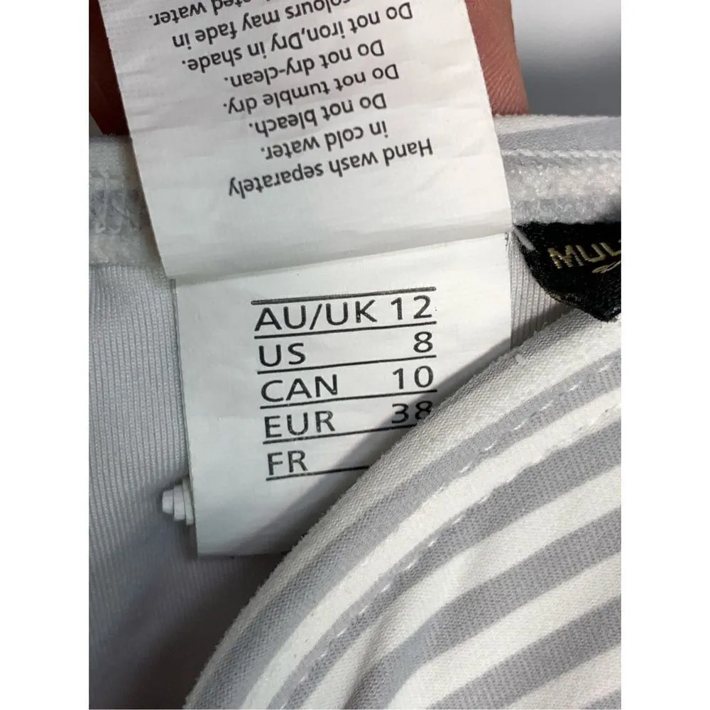 Nip Tuck Swim Women's Sorrento Striped Joanne One Swimsuit Gray & White Size 8 - Image 5