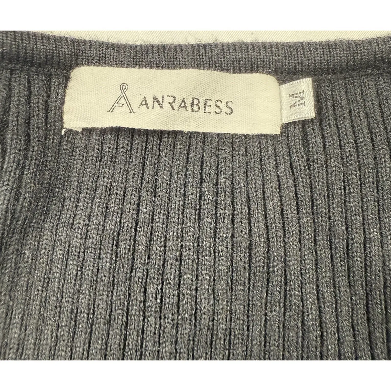 Bodycon Midi Dress Ribbed Size Medium Black ANRABESS Bell Sleeve Sweetheart Neck - Image 7