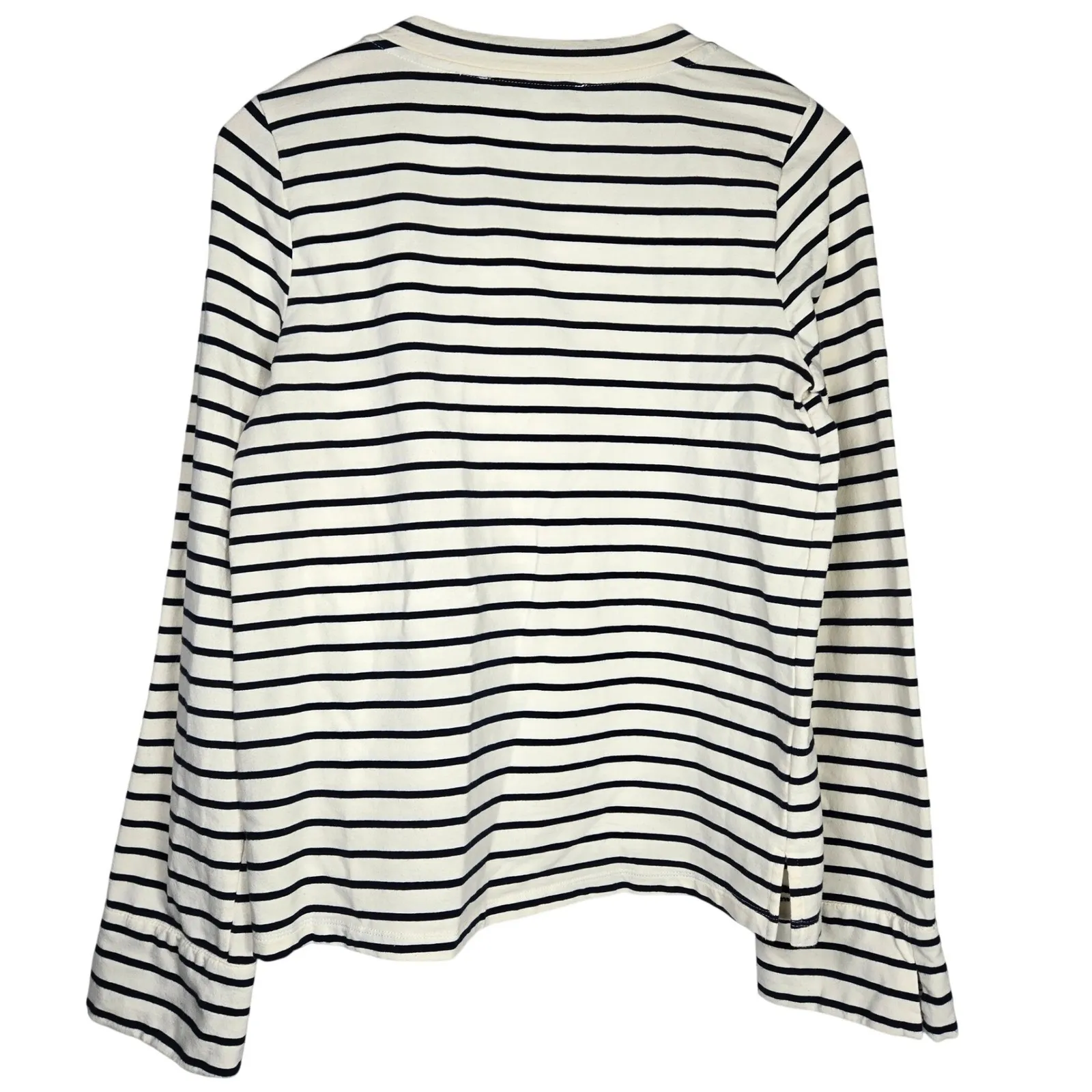 English Factory Breton Striped Long Sleeve Top with Gold Buttons Cream Navy S - Image 3