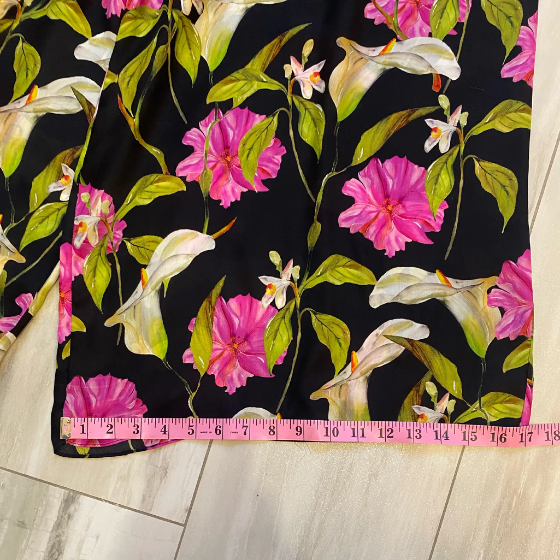 Milly Silk Tropical Floral Print Black Halter Style Pants Jumpsuit, women’s 4 - Image 8