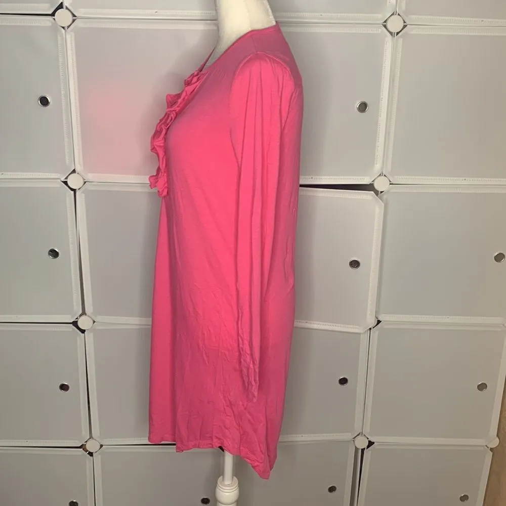 Chaps Pink Long Sleeve Ruffle Night Gown Size Small - Image 5