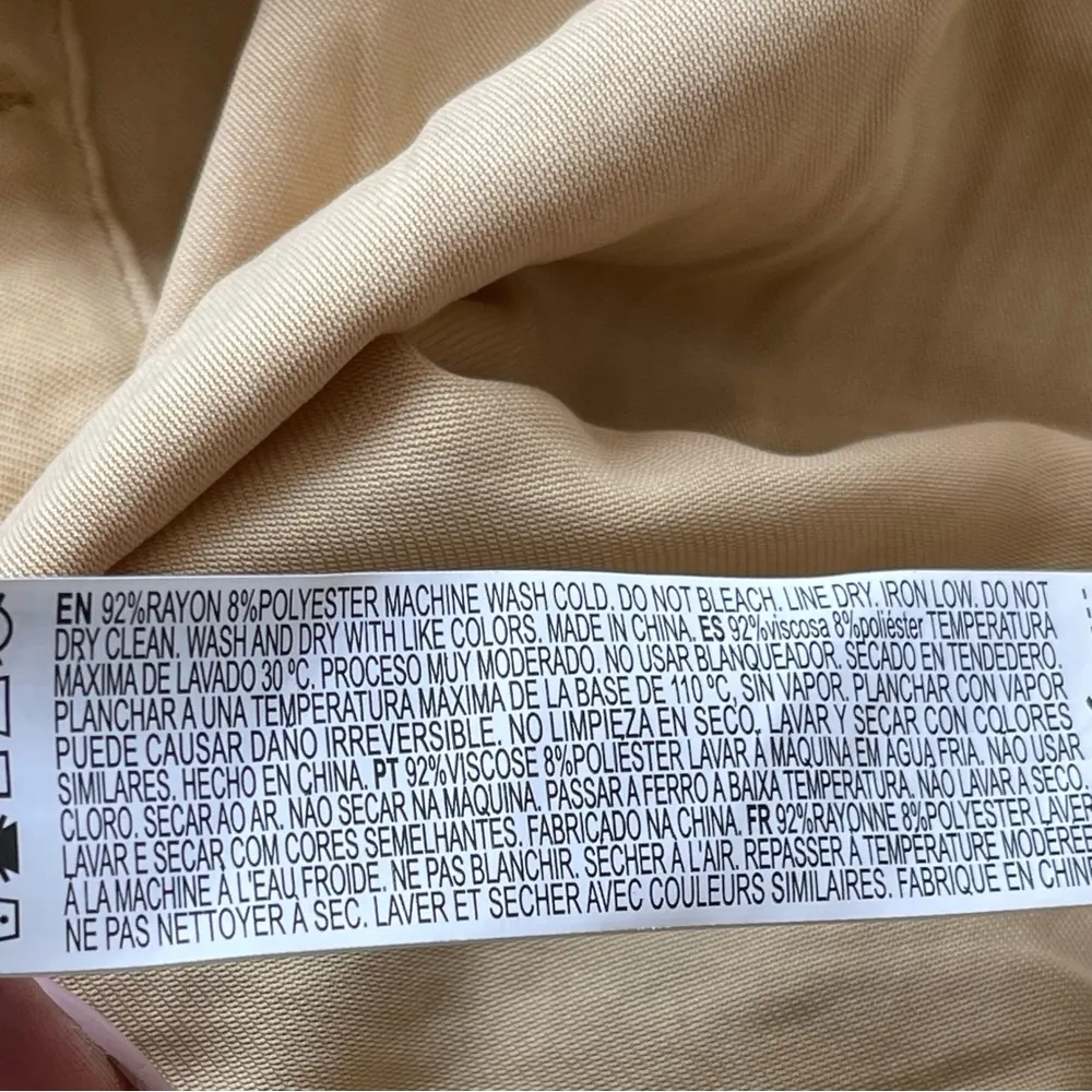 Forever 21 Cropped Drawstring Twill Jacket Size M Button Front Light Yellow - Image 11