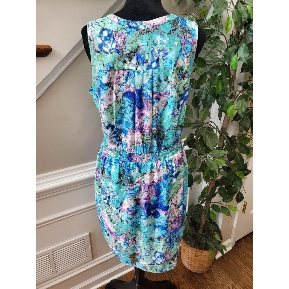 Charlie Jade Women Multicolor Polyester V-Neck Sleeveless Knee Length Dress L/G - Image 7