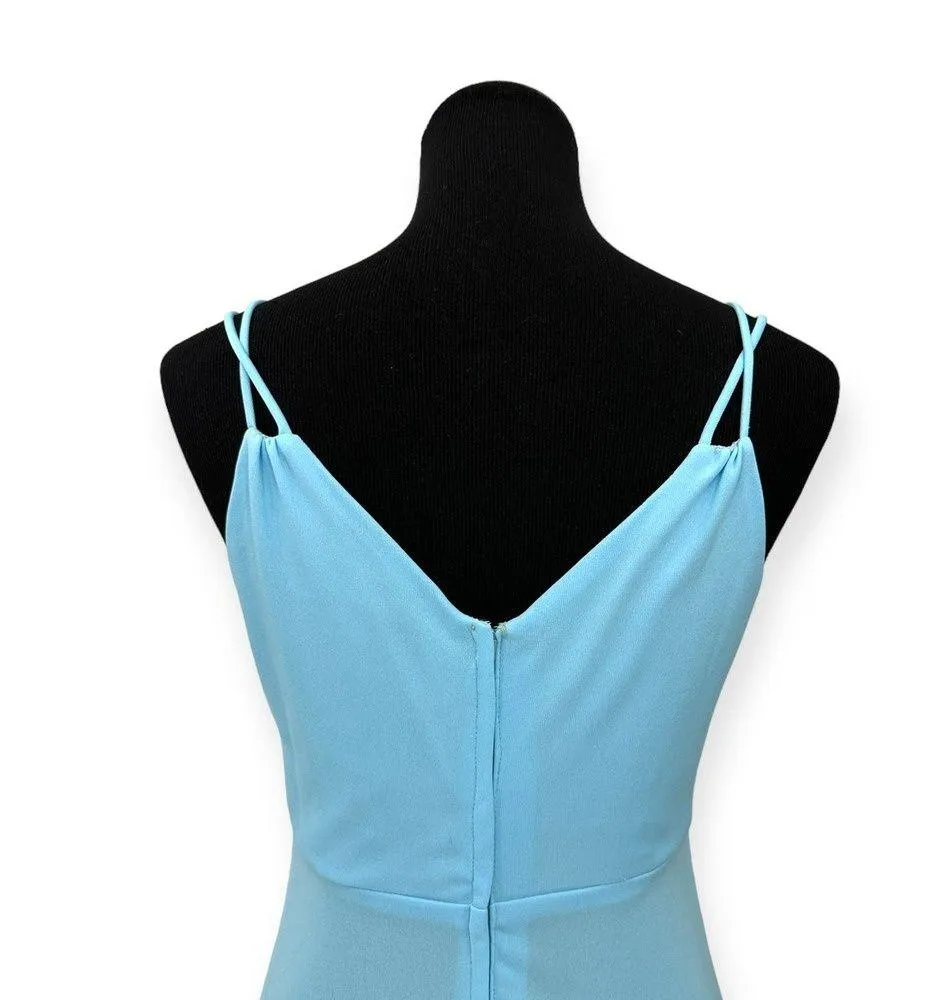 Beaux and Belles | M | VINTAGE '70s Pale Blue Maxi Dress Gown w/ Lace Trim Cape Size M - Image 8