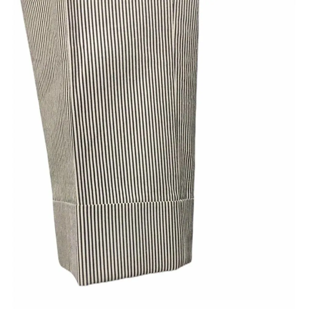 J Crew Women's Size 4 Ivory Seersucker Striped Cropped Cuffed Pants Career - Image 6