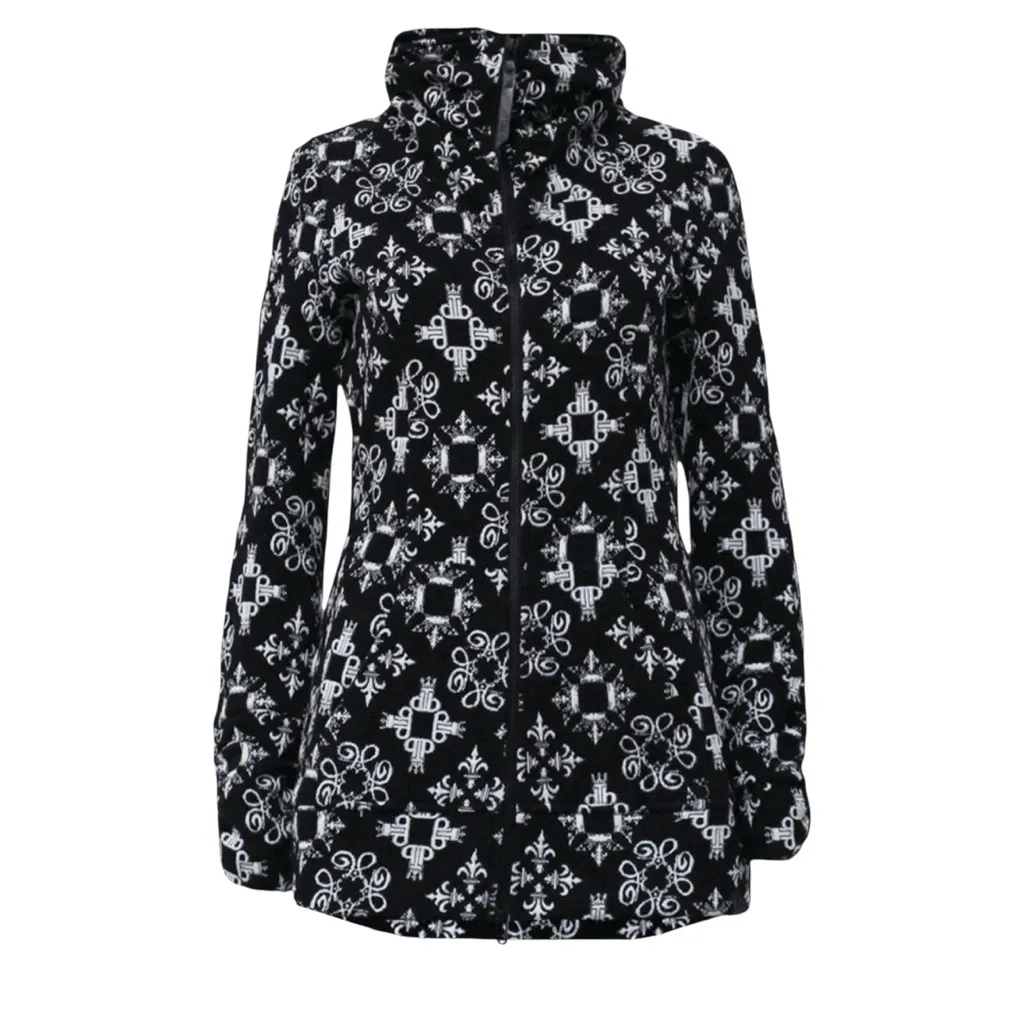 Tonia DeBellis Black White Textured Zip Jacket M - Image 2