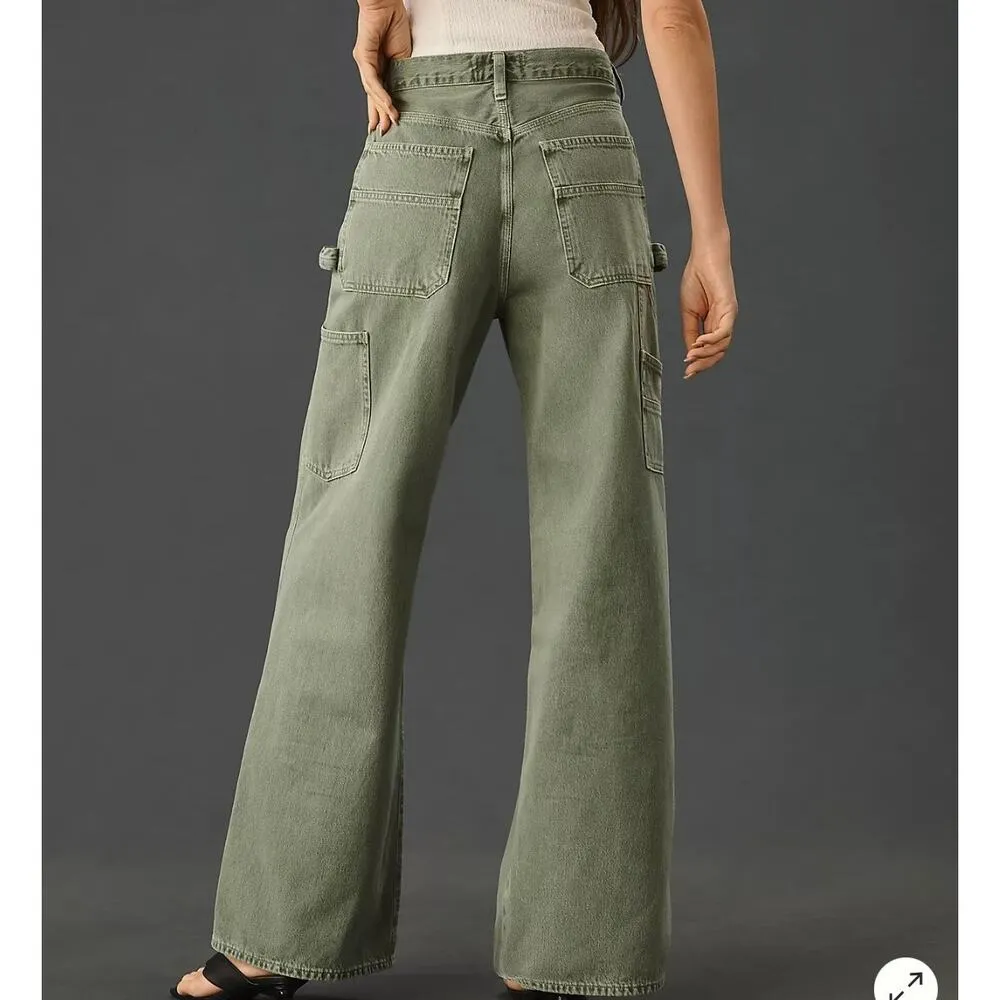 AGOLDE Anthropologie Green Cargo Denim Wide Leg women plus size 33 (16) - Image 4