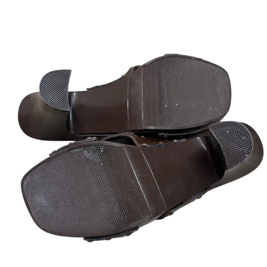 Candies Rolley Vintage 90s Y2K Women’s Studded Brown Chunky High Heel Shoes Sz 8 - Image 8