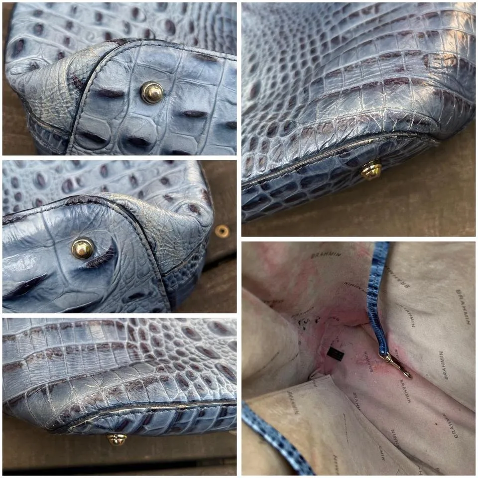 Blue Brahmin Medium Asher Tote Alligator Leather Bag Purse w/ Tassel Bag Charm - Image 7