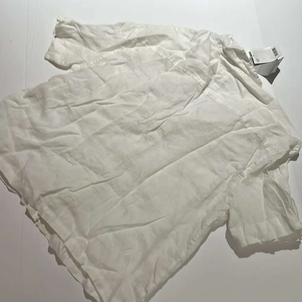 H&M White Linen Shirt Button down Size L Cropped - Image 4