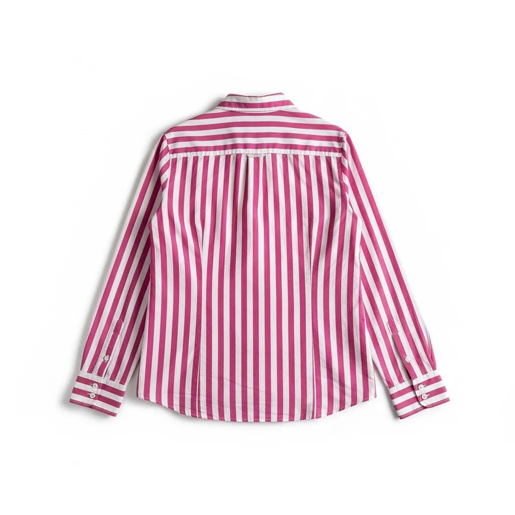 J Crew Pink & White Bold Vertical Striped Button Down, Women’s Size L, Preppy - Image 3