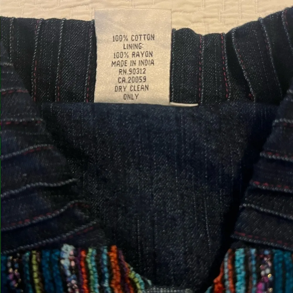 Parsley & Sage Denim Button Up Bead Art Buttons Jacket Size medium Blue - Image 11