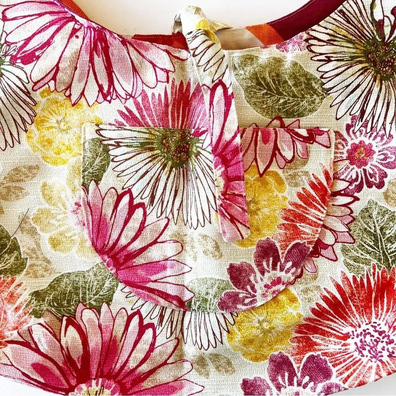 Handmade Reversible Floral And Chevron Sling Bag Hobo Tote - Image 7