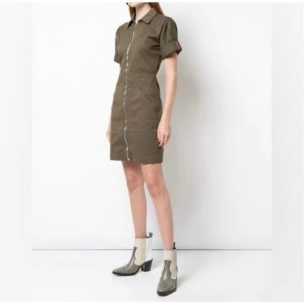 Veronica Beard Jeans Olive Green Zip-Up Utility Dress - Image 2