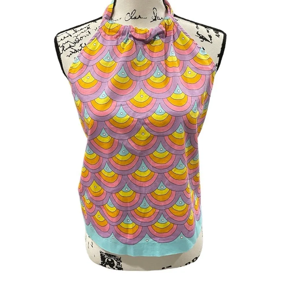 Y2K Sexy mermaid 🧜‍♀️ Trina Turk halter tie back summer top open back 🌈 - Image 2