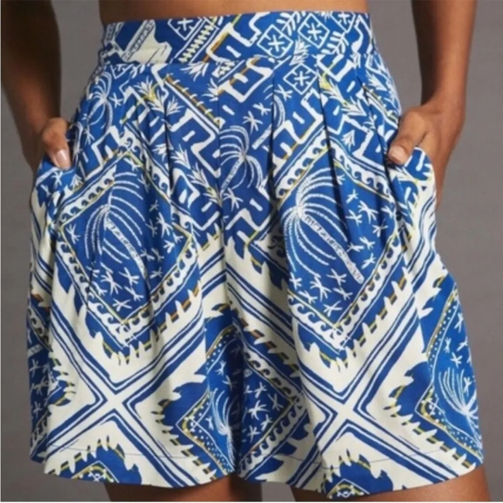 EUC Anthropologie Cory Lynn Calter Everly Blue Palm Tree Motif Size XS - Image 2