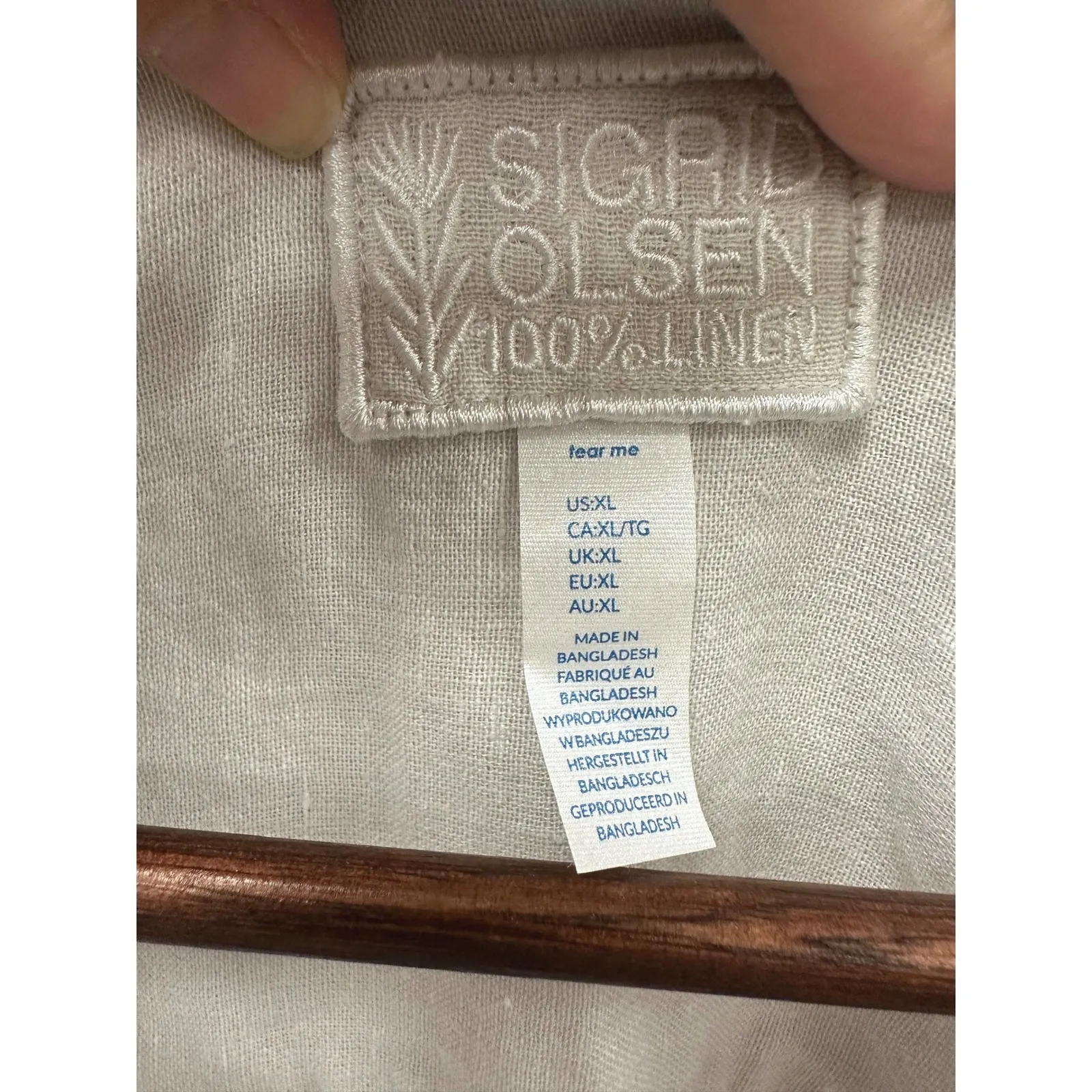 Sigrid Olsen Linen Button Down Shirt Grey Size XL - Image 5