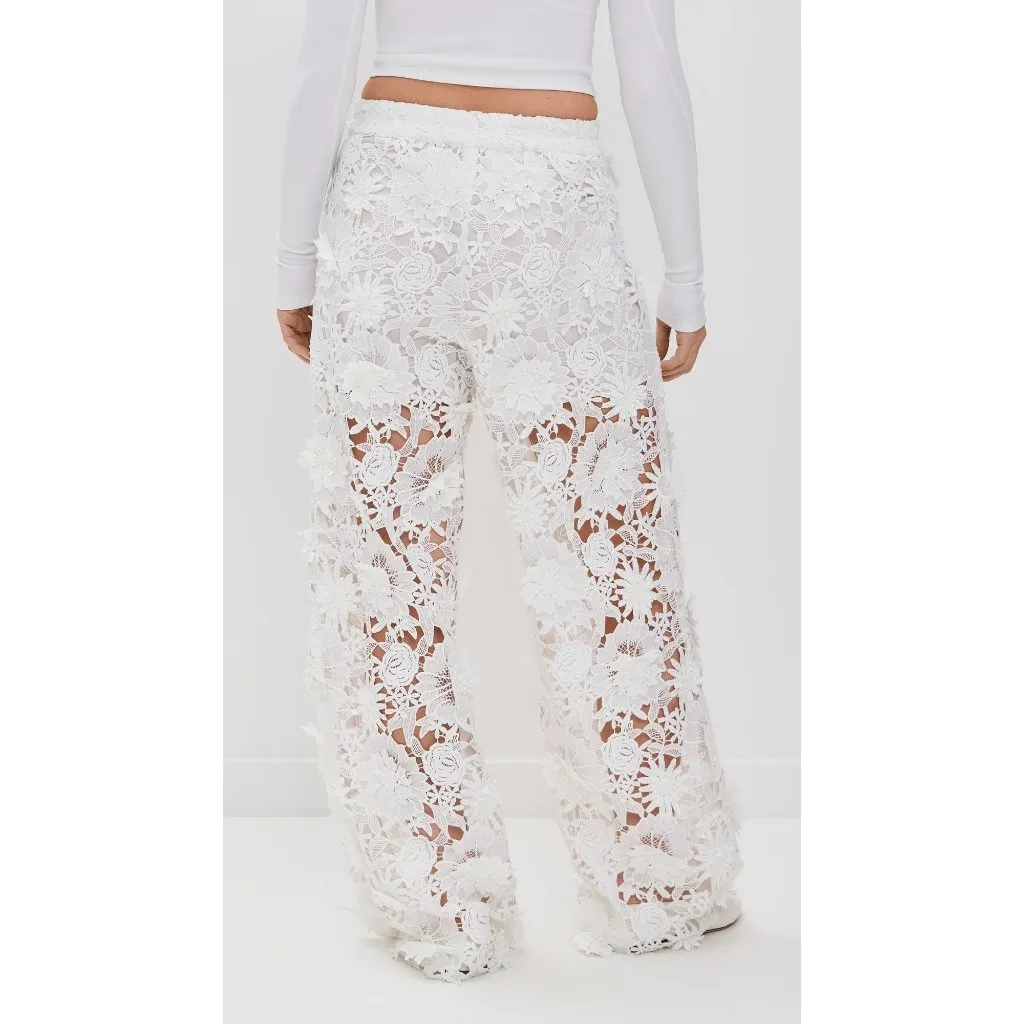 AKNVAS Adrian Floral Lace Pants in White 4 Womens Trousers - Image 10