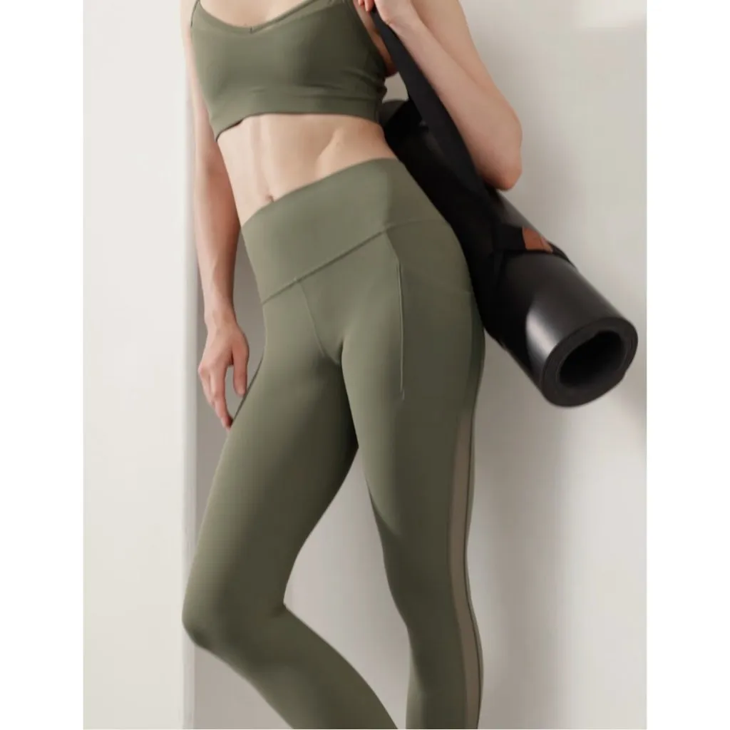 Athleta S Salutation Stash Mesh 7/8 Tight Moss Mesh Small - Image 4