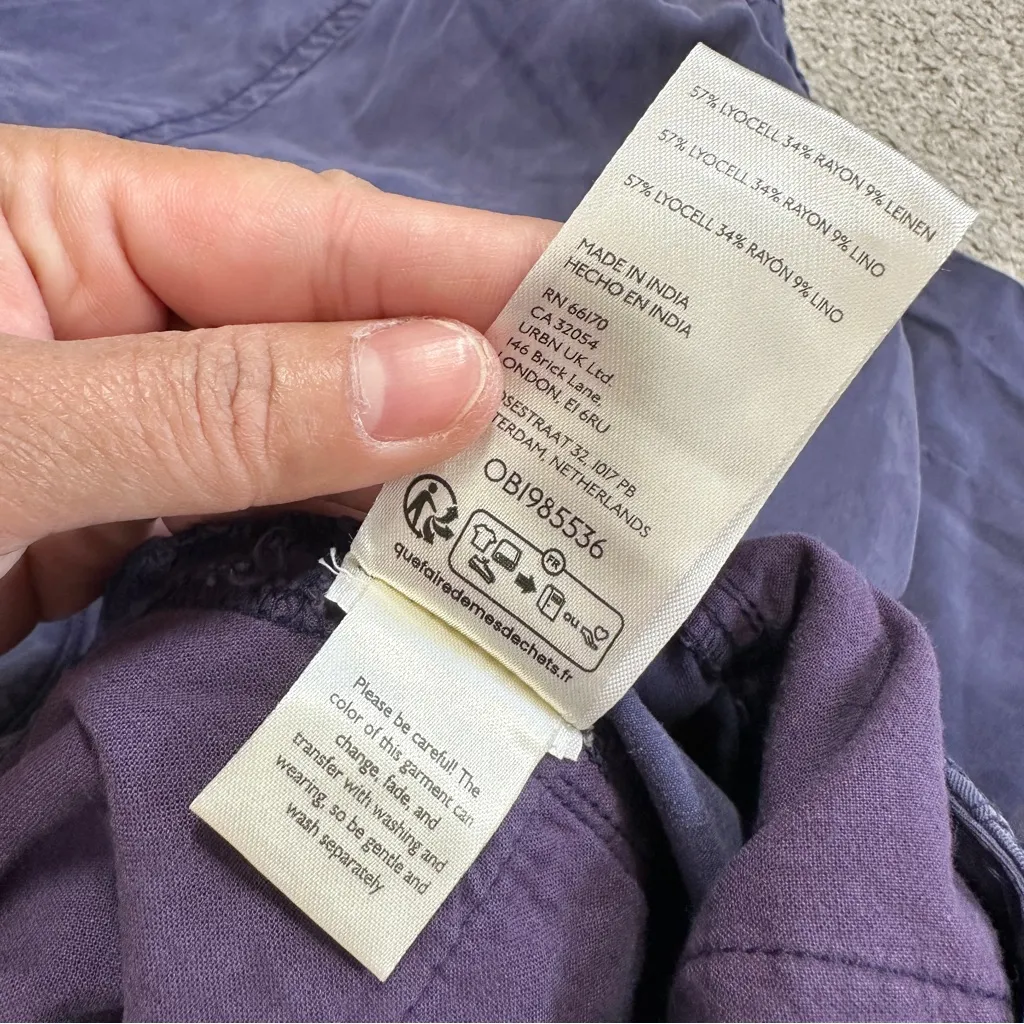 Pilcro Offshore Linen Blend Parachute Cargo Pants High Rise in Dark Purple XS - Image 10