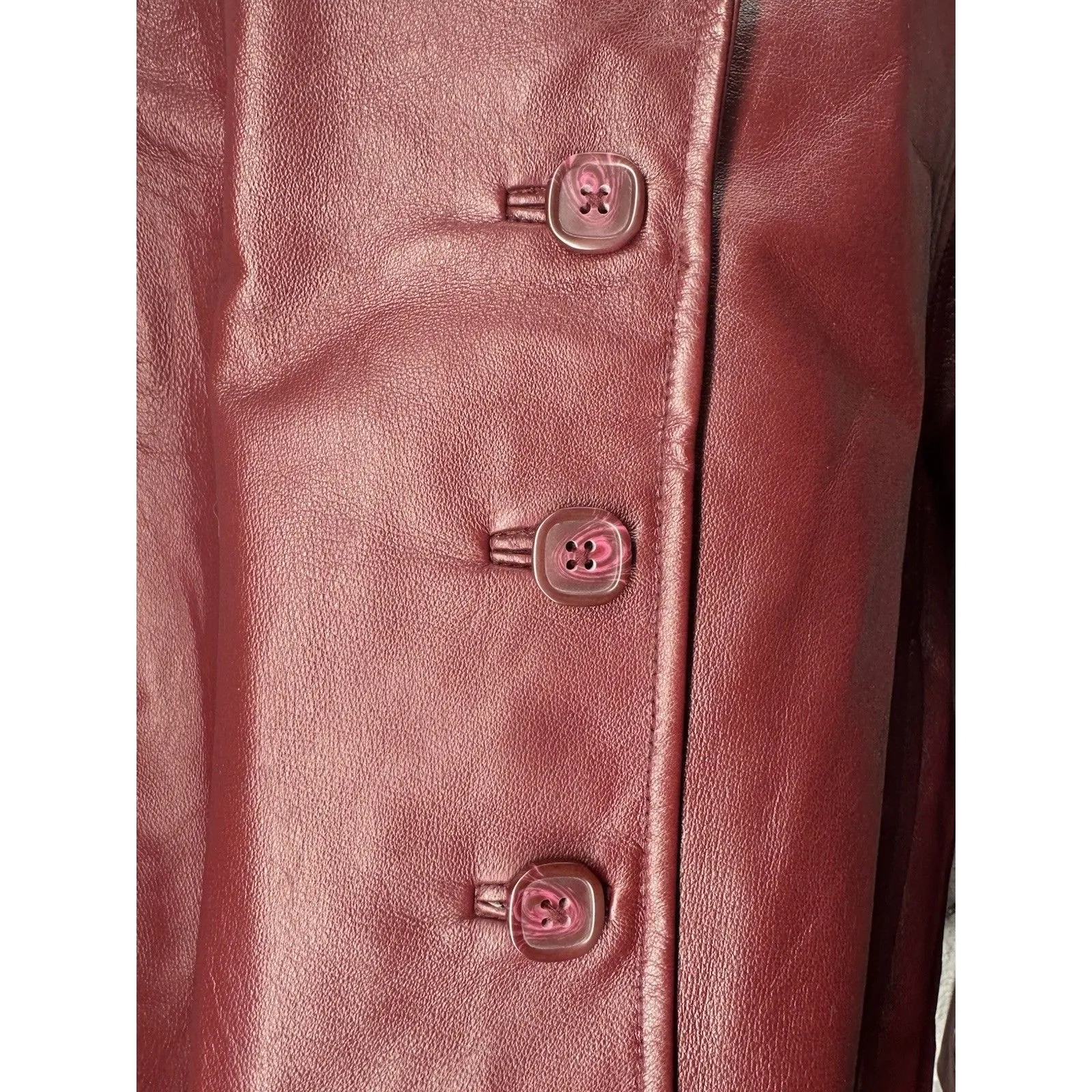 Dialogue woman’s burgundy Leather Jacket Size Large - Image 11