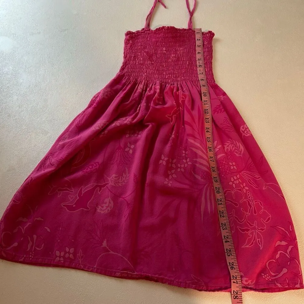 Cabali Hot Pink Smocked Midi Sundress Size M | Hawaiian Floral Beach Dress Size M - Image 6