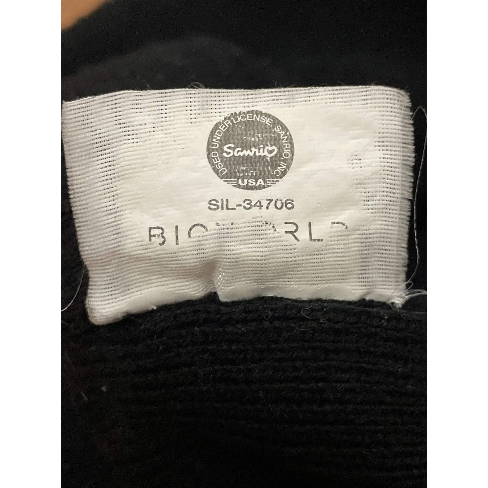 Hello Kitty Black Knit Beanie Hat Sanrio Adult OSFA - Image 7