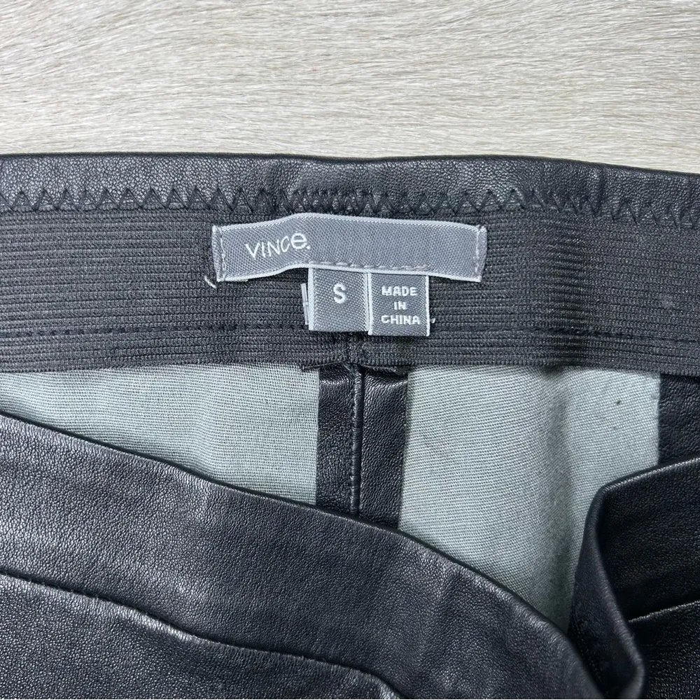 Vince Slim Fit Black 100% Leather Moto Legging Ankle Zip Trousers size small - Image 11